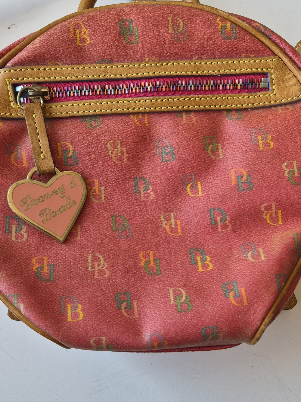 Dooney & Bourke Coral Logo Heart Charm Crossbody Bag